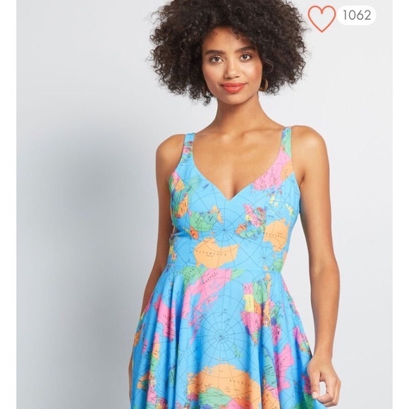 MODCLOTH Liza Luxe Map of the World Dress - Medium - Picture 6 of 6